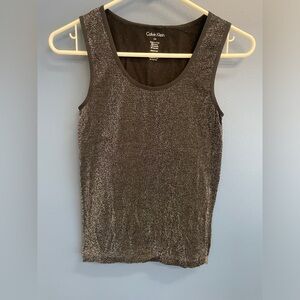 Women’s Calvin Klein Black with Silver Sparkle/Glitter Tank Top Size Small